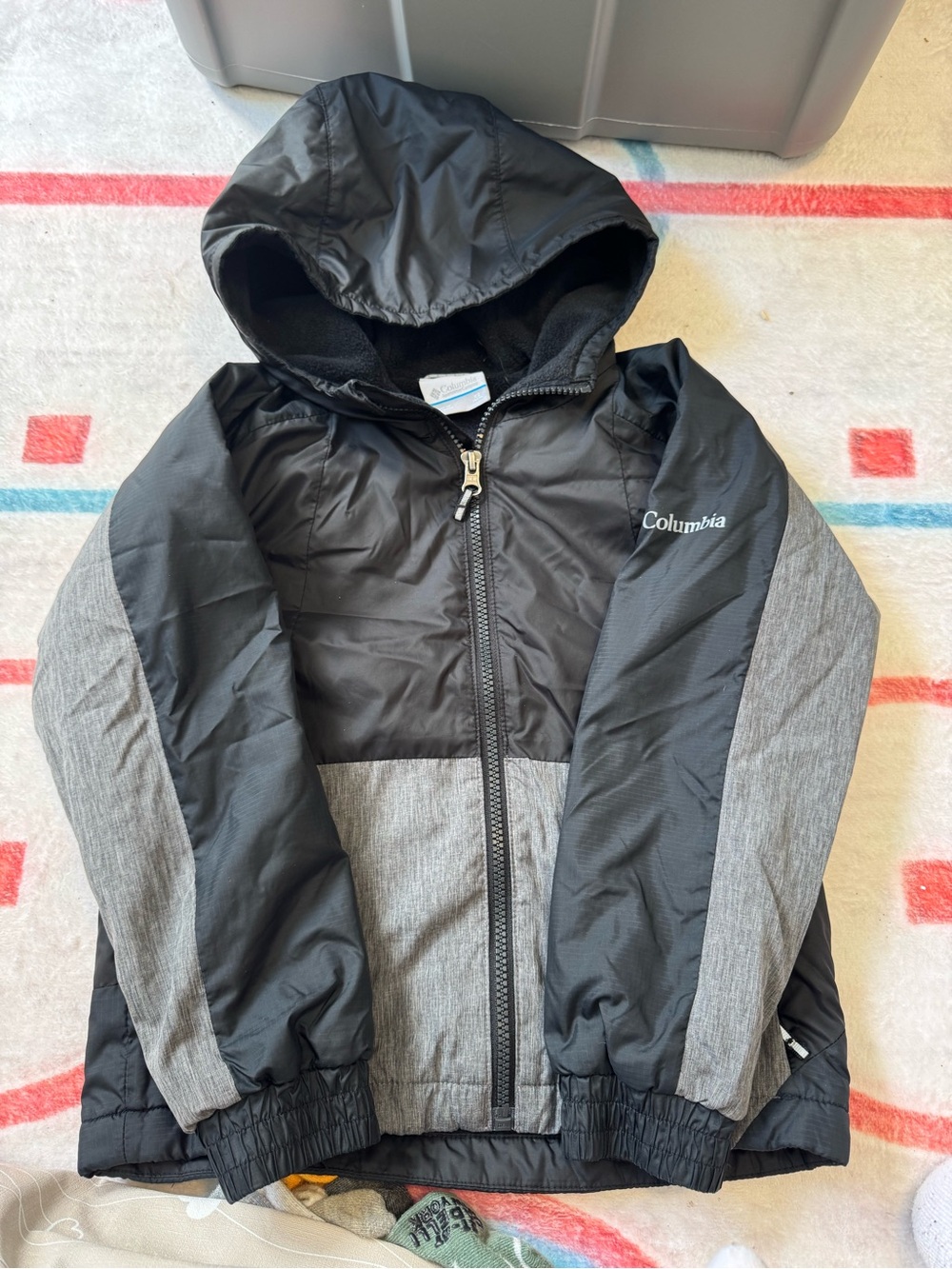 Columbia Kids Black and Gray Hooded Puffer Jacket